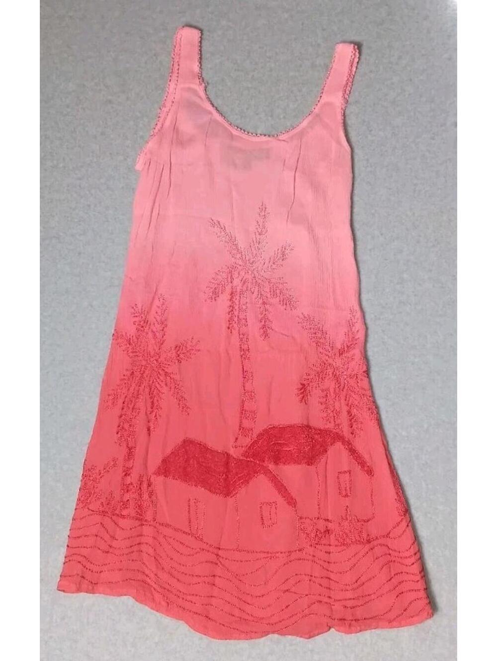 Raya Sun Embroidered Cover Up Dress Womens Small Gradient Pink Village Palm...